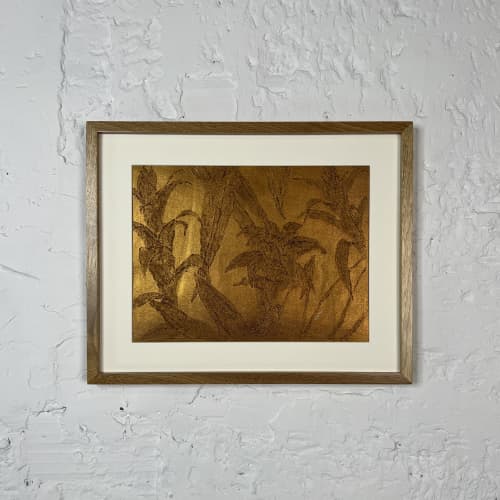 Golden tropical 1 | Mixed Media by IRENA TONE. Item works with minimalism & eclectic & maximalism style