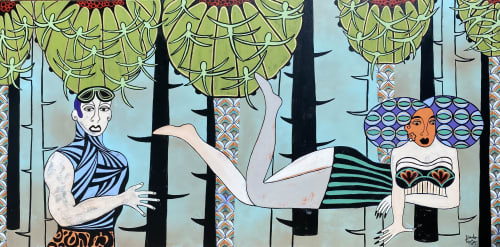 The beauty hunter | Oil And Acrylic Painting in Paintings by Diana Rosa. Item made of canvas