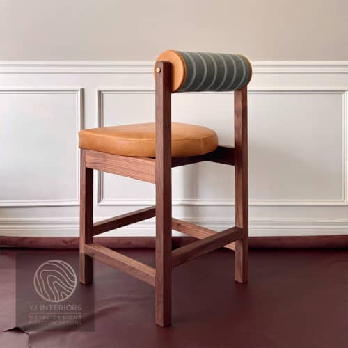The Rody Counter Stool (COM / COL) | Chairs by YJ Interiors. Item made of oak wood with fabric works with mid century modern & contemporary style