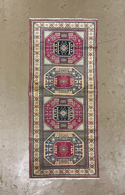 Vintage Turkish Area Rug | 2.11 x 7 | Runner Rug in Rugs by Wool and Rug. Item made of cotton works with boho & country & farmhouse style