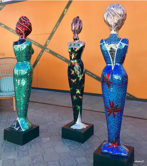 Three Graces | Public Sculptures by Glass Mosaic Master | Westfield UTC in San Diego. Item made of glass