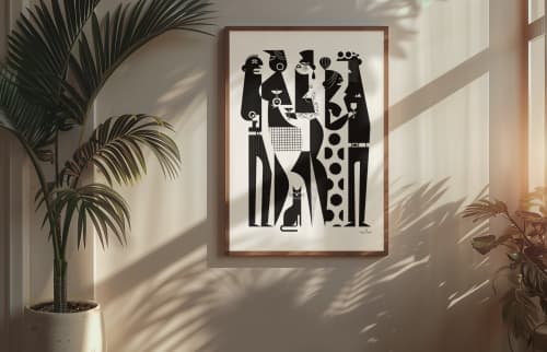 Party People — Fine Art Print | Prints by Kirsten Ulve. Item made of paper works with minimalism & mid century modern style