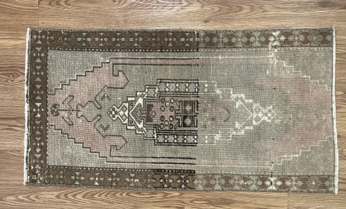 Hand-woven Turkish Rug Doormat| 1.7 x 3.1 | Small Rug in Rugs by Wool and Rug. Item composed of wool in boho or contemporary style