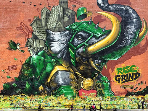 Rise & Grind | Street Murals by Illuminaries | 355 19th St in Oakland