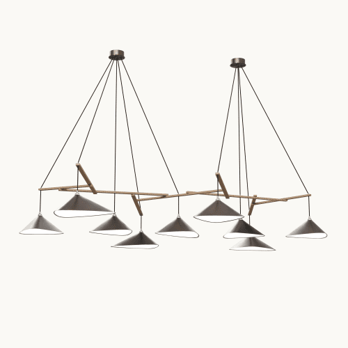 Emily Group of Nine Pendant Light – Dark Bronze Semi-Matte | Pendants by MOSS Objects. Item composed of oak wood & steel compatible with contemporary and modern style