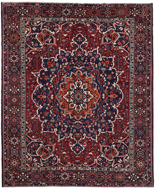 Vintage Red Floral 10X12 Bakhtiari Persian Rug | Area Rug in Rugs by Magic Rugs. Item made of cotton