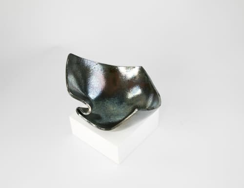 Echoes of Flame - Raku Ceramic Bowl | Sculptures by Manuela Oprea. Item made of ceramic works with minimalism & contemporary style