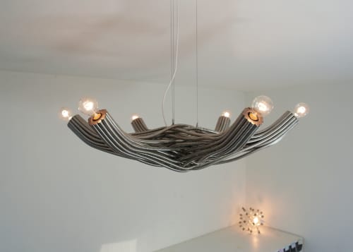 "Flux" organic metal chandelier | Chandeliers by JAN PAUL. Item made of steel works with contemporary & industrial style