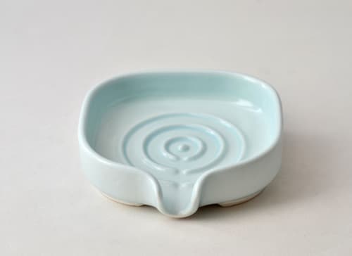 Self-Draining Porcelain Soap Dish | Toiletry in Storage by Maia Ming Designs. Item composed of ceramic in minimalism or contemporary style