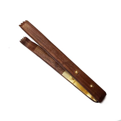 Tongs 10" Walnut + Brass, Toaster Tongs | Utensils by Wild Cherry Spoon Co.. Item made of walnut with brass works with minimalism & country & farmhouse style