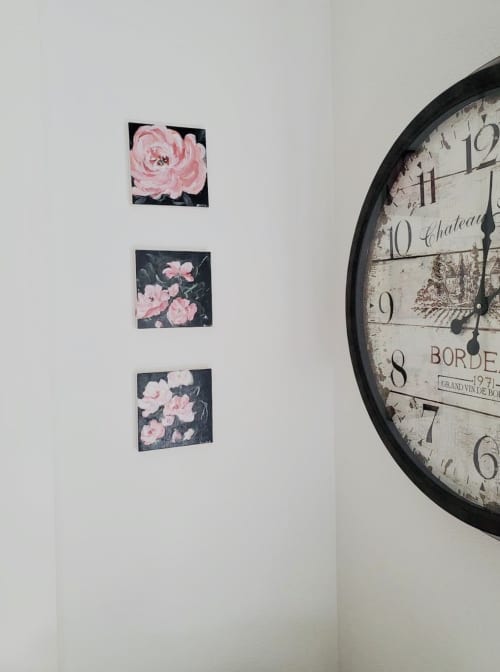 Set of 3 mini flower paintings | Oil And Acrylic Painting in Paintings by Arohika Verma. Item made of wood & synthetic