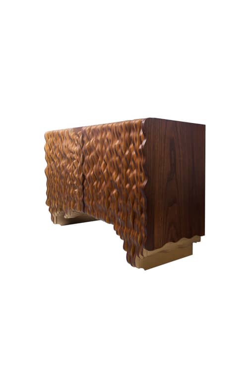 Gold Wave Console | Cabinet in Storage by LAGU. Item composed of oak wood