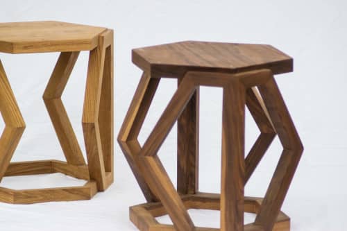 honeycomb stool & accent table | Chairs by studio apotroes. Item composed of oak wood & canvas compatible with mid century modern and contemporary style
