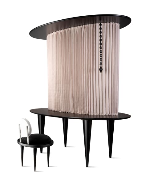 Full Moon Chair | Dining Chair in Chairs by eliz evar. Item made of oak wood with fabric works with minimalism & mid century modern style