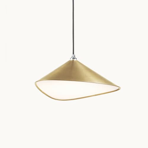 Emily II Pendant Light – Gold Semi-Matte | Pendants by MOSS Objects. Item made of oak wood with steel works with contemporary & modern style