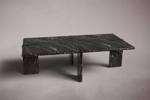 Luna Black Marble Rectangular Coffee Table | Tables by HamamDecor LLC. Item made of marble compatible with contemporary and art deco style