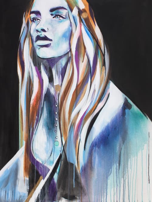 Ella | Oil And Acrylic Painting in Paintings by Hannah Chloe. Item made of canvas & synthetic