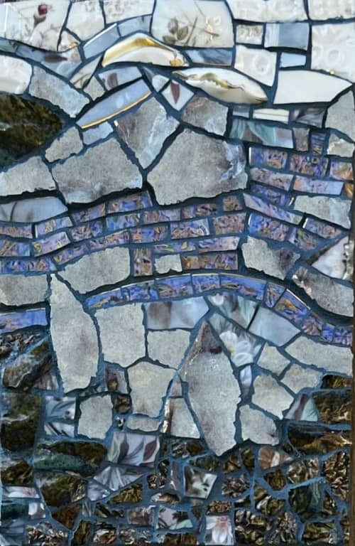 Misty Morning, Winter Series No. 3 | Wall Sculpture in Wall Hangings by Gila Mosaics Studio. Item made of wood with ceramic works with minimalism & contemporary style