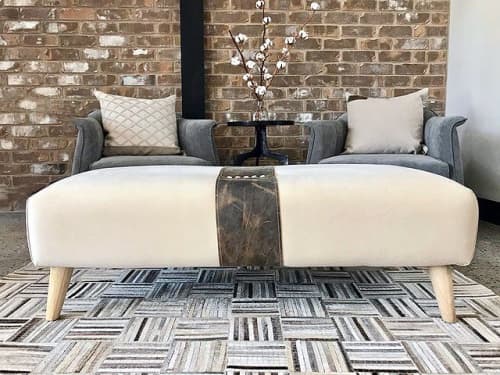 The Gatsby Ottoman 48 x 22 | Benches & Ottomans by OTTOMN | Platform @ The Junction in Guelph. Item composed of fabric and leather in boho or coastal style