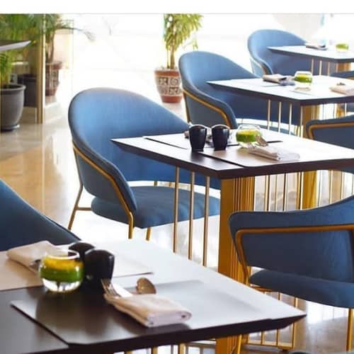 Moonlight Dining Arm Chair | Dining Chair in Chairs by Evata Furniture. Item composed of fabric and steel