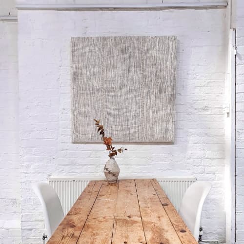 Feels Like Home | Tapestry in Wall Hangings by Saskia Saunders | The Old Fire Station Gallery in Henley-on-Thames. Item composed of linen & fiber compatible with minimalism and contemporary style