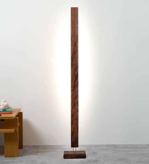 "Elevate" Hardwood LED Color Floor Light | Floor Lamp in Lamps by THE IRON ROOTS DESIGNS. Item made of maple wood works with minimalism & modern style
