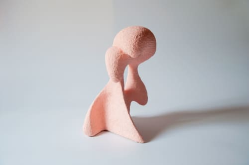 Contemporary Paper mache art sculpture in light pink. by