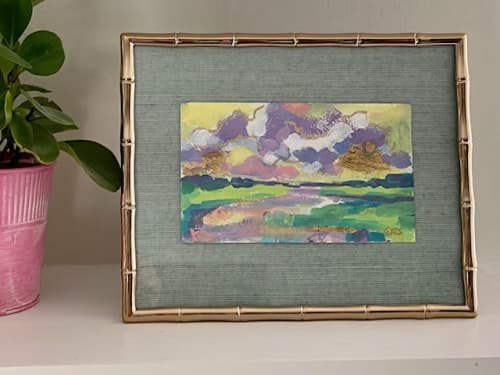 Gold Skies 2 / Original / 8"x10" | Decorative Objects by Elizabeth Sheats Art