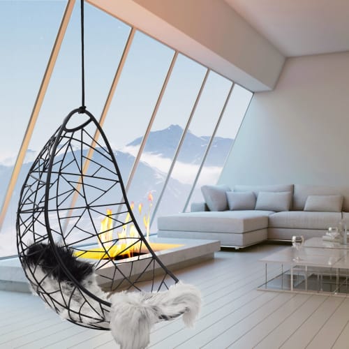 Nest Egg - Twig Pattern - Snow and Ice | Swing Chair in Chairs by Studio Stirling. Item made of steel compatible with minimalism and modern style