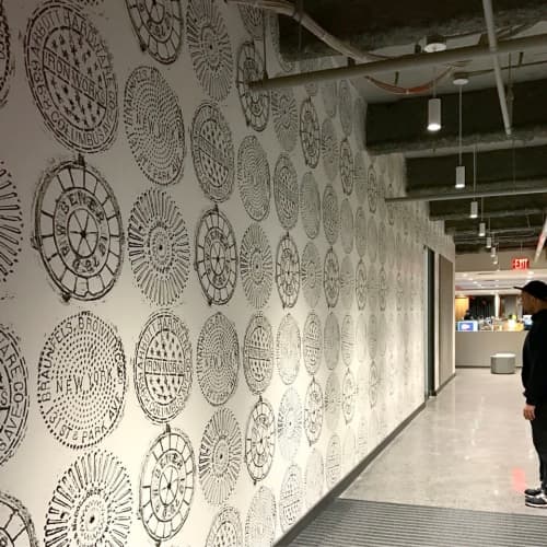 NYC Manhole | Wallpaper in Wall Treatments by Merenda Wallpaper | ViacomCBS in New York. Item made of paper