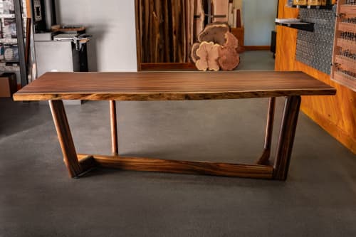 Solid Monkeypod Table - Desk - Dining Room - Conference | Dining Table in Tables by Indivisible Hardwoods. Item composed of birch wood and copper in boho or minimalism style