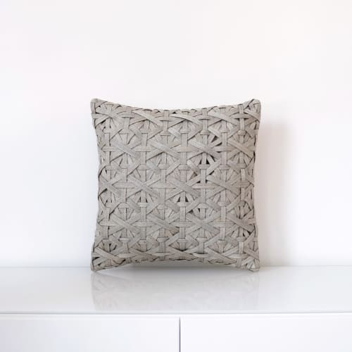 Diamond Small Weave Cushion Cover - Light Grey | Pillows by Kubo. Item made of fiber