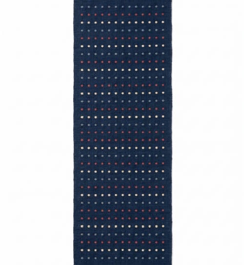 Handwoven Woolen Blue Runner Rug | Rugs by Evergreen Carpets. Item made of wool works with boho & minimalism style