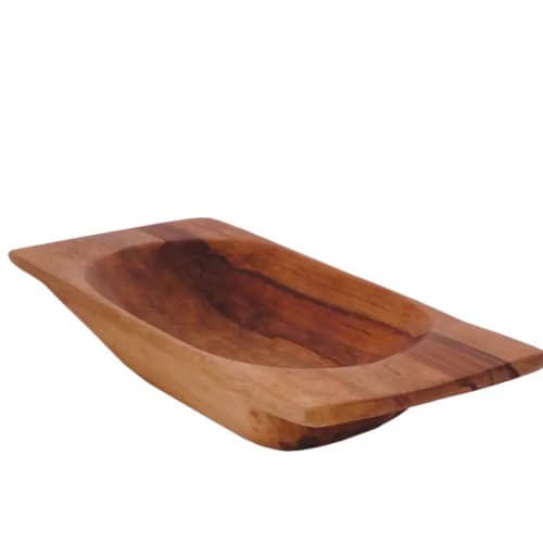 18" Handcrafted Wood Dough Bowl Tray – Rustic Trencher Bowl | Serving Tray in Serveware by TerraKlay. Item composed of wood in contemporary or rustic style