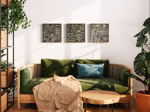 Ingression Tryptich Ceramic and Mosaic Wall Art | Art & Wall Decor by Clare and Romy Studio. Item made of stoneware compatible with boho and mid century modern style