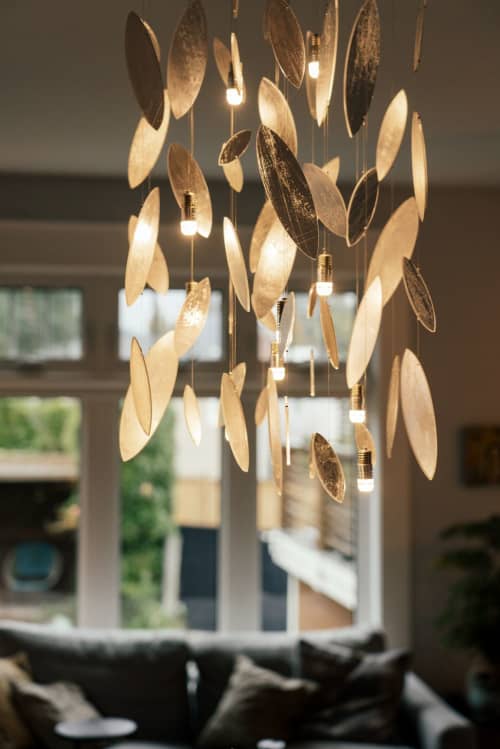 Feuillage Lumineux Silver Suspended Light | Chandeliers by Claudine Gevry Studio. Item made of metal