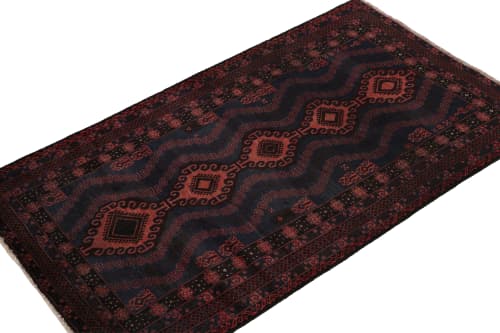 Rug & Kilim's Baluch Tribal Rug in Red, Blue & Brown Pattern | Area Rug in Rugs by Rug and Kilim