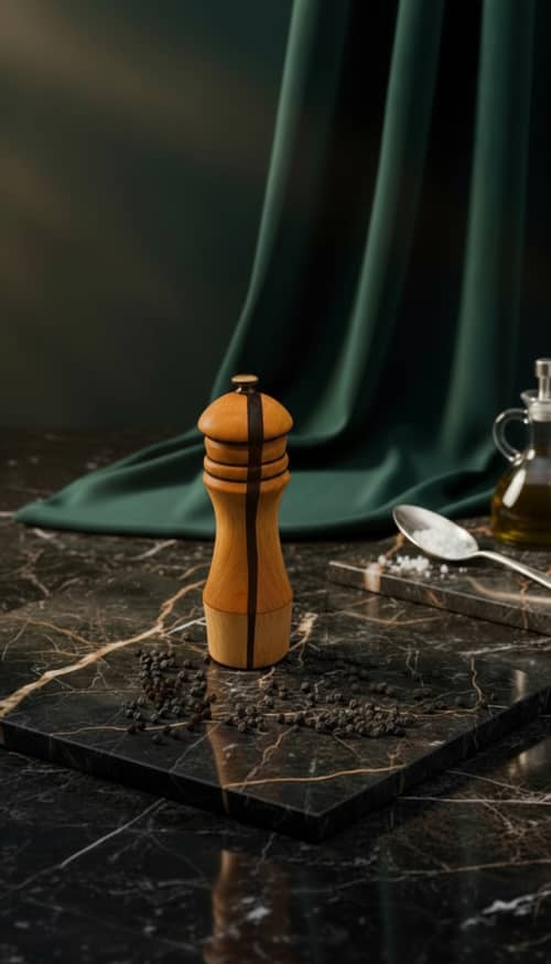 Maple & Resin Pepper Mill | Handcrafted Luxury Kitchen Art | Tableware by Holzkunst Samuel Meisinger. Item composed of wood in art deco or modern style