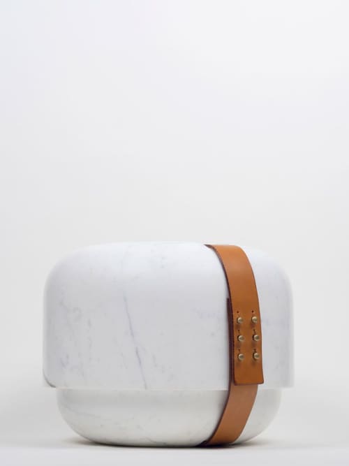 Istanti Inclusi - testa | Storage Bin in Storage by gumdesign. Item made of marble & leather compatible with contemporary style