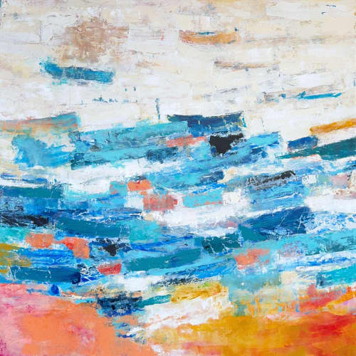 Adrift | Collage in Paintings by Adam Collier Noel. Item made of canvas compatible with contemporary and coastal style