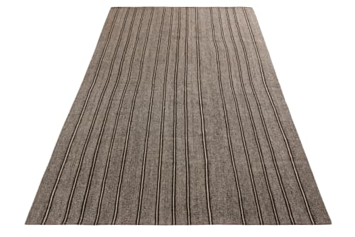 Handwoven Vintage Striped Kilim Rug in Gray, White | Area Rug in Rugs by Rug and Kilimareaar