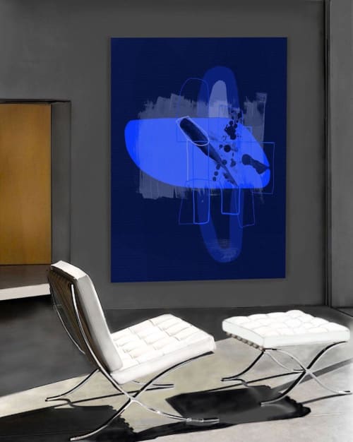 The Bluest Of Blues | Prints by Linda lhermite. Item composed of canvas and metal in mid century modern or contemporary style