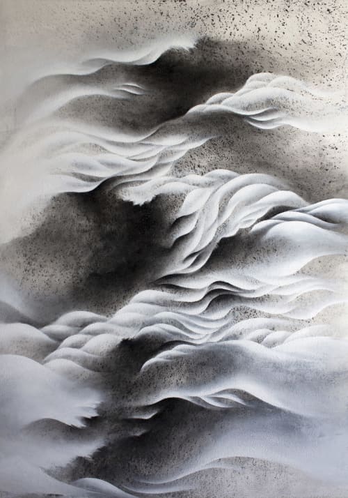 Floating peaks | Oil And Acrylic Painting in Paintings by Francesca Borgo. Item made of synthetic works with minimalism & contemporary style
