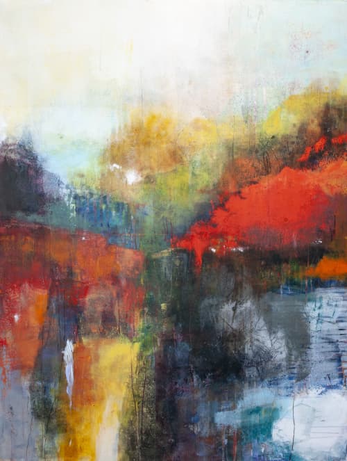 When Morning Arrives | Oil And Acrylic Painting in Paintings by Pamela K Beer Contemporary Fine Art. Item made of birch wood with synthetic