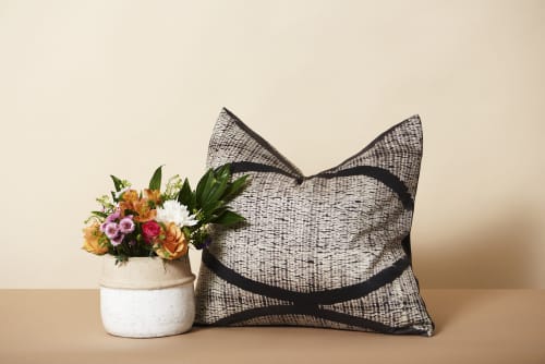 Arc Black Silk Pillow | Pillows by Studio Variously. Item made of cotton compatible with modern style