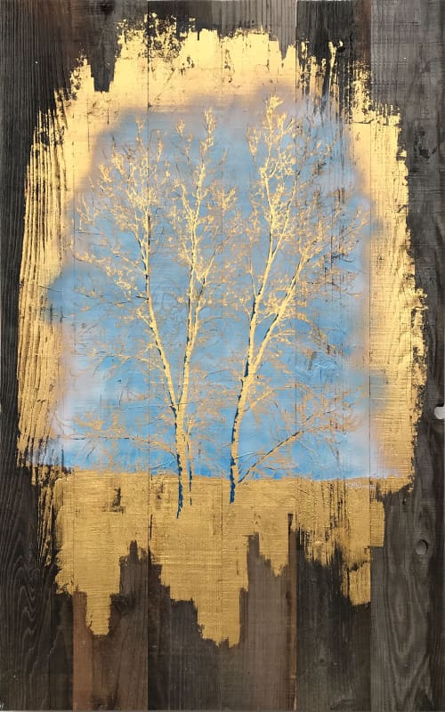 Golden Branches | Oil And Acrylic Painting in Paintings by Nichole McDaniel. Item composed of canvas and synthetic