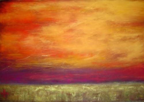 Longing | Oil And Acrylic Painting in Paintings by Julie Hansen | H&R Block World Headquarters in Kansas City. Item made of canvas with paper