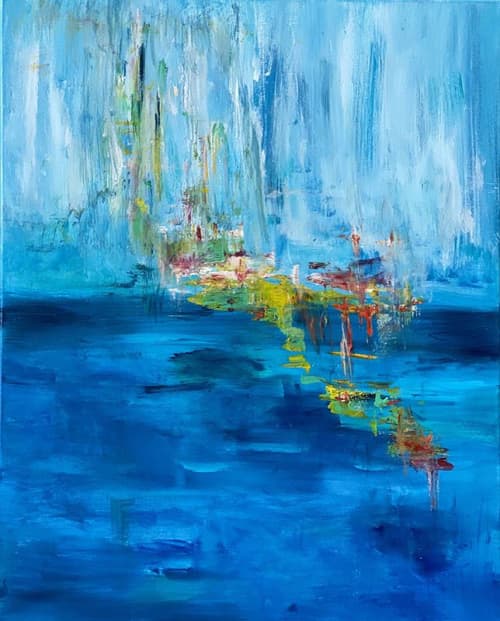 Reflections and Inspiration Contemporary Abstract | Oil And Acrylic Painting in Paintings by Strokes by Red - Red (Linda Harrison). Item composed of canvas