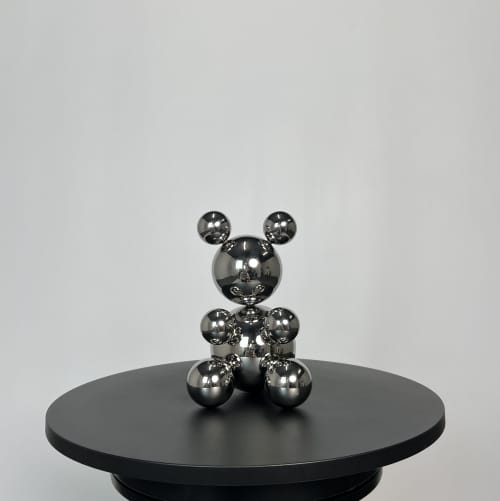 Small Stainless Steel Bear 'Lunes' | Sculptures by IRENA TONE. Item composed of steel compatible with minimalism and art deco style