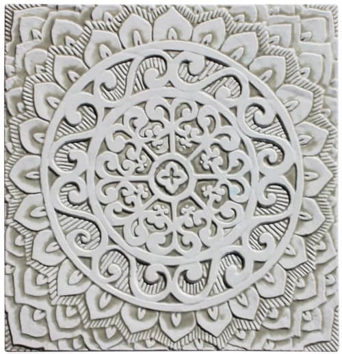 Kitchen backsplash mandala #1 - large ceramic tile | Tiles by GVEGA. Item made of ceramic compatible with boho style